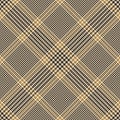 Tartan plaid pattern glen for autumn in gold, beige, black brown. Seamless neutral tweed check vector for skirt, bag, jacket. Royalty Free Stock Photo