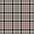 Tartan plaid pattern glen in black, red pink, off white. Seamless large bold thick tweed houndstooth check plaid graphic vector.