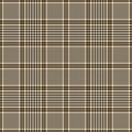 Tartan plaid pattern glen in gold brown, black, beige. Seamless neutral large tweed check plaid vector background for blanket. Royalty Free Stock Photo