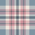 Tartan plaid pattern in grey, pink, beige for scarf, blanket, duvet cover. Seamless herringbone check vector graphic background. Royalty Free Stock Photo