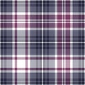 Tartan plaid pattern in grey, pink, white for menswear shirt design. Seamless dark contrast Scottish tartan check plaid for autumn