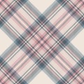 Tartan plaid pattern large in beige, pink, grey. Seamless textured Royal Stewart #3 background in custom colors for scarf, blanket Royalty Free Stock Photo