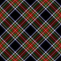 Tartan plaid pattern Stewart Black. Scottish seamless dark small diagonal check in black, red, green, yellow, white for gift paper