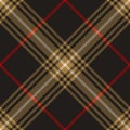 Tartan plaid pattern texture in gold, red, brown, beige. Seamless simple herringbone check vector for for flannel shirt, scarf. Royalty Free Stock Photo