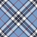 Tartan plaid pattern Thomson in blue, red, white. Seamless classic neutral Scottish tartan check for autumn winter blanket, duvet.