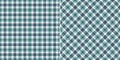Tartan plaid pattern tweed in turquoise green blue and white. Seamless bright pixel tartan check vector for modern spring summer.