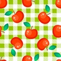 Tartan plaid and red apple seamless pattern Royalty Free Stock Photo