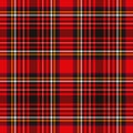 Tartan plaid red and black seamless checkered vector pattern