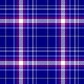 Tartan plaid scotch fabric seamless pattern texture background - royal blue, purple, violet and white color Royalty Free Stock Photo