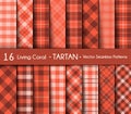 Living Coral  Tartan Plaid Scottish Seamless Pattern Royalty Free Stock Photo