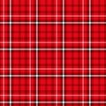 Tartan plaid seamless pattern. Checkered fabric texture print in stripes of red, dark red, black and white Royalty Free Stock Photo