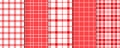 Tartan red backgrounds. Tablecloth seamless patterns. Vector illustration Royalty Free Stock Photo