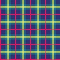 Tartan Scottish seamless pattern in blue and turquoise colors with bright pink and yellow lines, texture for flannel shirt, plaid Royalty Free Stock Photo