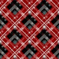 Tartan Seamless Pattern Background. Red, Black, Blue, Beige and White Plaid with snowflake, Tartan Flannel Shirt Patterns. Trendy Royalty Free Stock Photo