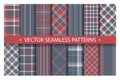 Tartan set pattern seamless plaid vector. Geometric background fabric texture. Modern check fashion template for textile print, Royalty Free Stock Photo