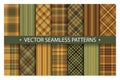 Tartan set pattern seamless plaid vector. Geometric background fabric texture. Modern check fashion template for textile print,