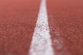 Tartan track, plastic track with a white line Royalty Free Stock Photo