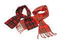 Tartan winter scarves with fringe.