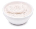 tartar creamy sauce in white ceramic bowl isolated on white background Royalty Free Stock Photo