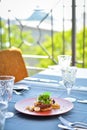 Tartare dish on red plate