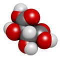 Tartaric acid (dextrotartaric acid) molecule. Acid present in wine, added as oxidant additive E334 to food