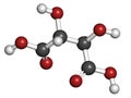 Tartaric acid (dextrotartaric acid) molecule. Acid present in wine, added as oxidant additive E334 to food