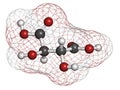 Tartaric acid (dextrotartaric acid) molecule. Acid present in wine, added as oxidant additive E334 to food