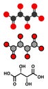 Tartaric acid (dextrotartaric acid) molecule. Acid present in wine, added as oxidant additive E334 to food
