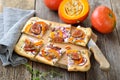 Tarte flambee with pumkins and figs