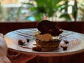 Tartelette frangipane chocolate caramelize pecan Royalty Free Stock Photo