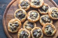 Tartelettes with shiitake mushrooms and cheese