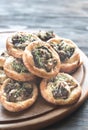 Tartelettes with shiitake mushrooms and cheese Royalty Free Stock Photo