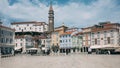 Tartini Square View in Old Town Piran, Slovenia, Europe