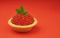 Tartlet with red caviar isolated on red background Royalty Free Stock Photo