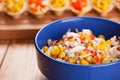 Tartlets with crab salad and corn
