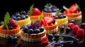 Tartlets with different berries. Selective focus.