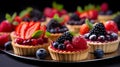 Tartlets with different berries. Selective focus.