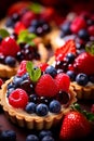 Tartlets with different berries. Selective focus.