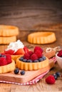 Tartlets with forest fruits.