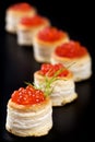 Tartlets with red caviar Royalty Free Stock Photo