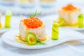 Tartlets with red caviar