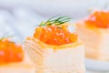 Tartlets with red caviar