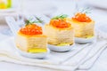 Tartlets with red caviar