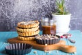 Tartlets with salted caramel and chocolate Royalty Free Stock Photo