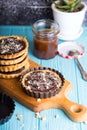 Tartlets with salted caramel and chocolate Royalty Free Stock Photo