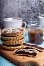 Tartlets with salted caramel and chocolate Royalty Free Stock Photo