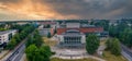 Aerial view of the student city of Tartu. Summer evening view. Royalty Free Stock Photo