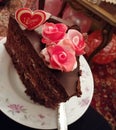 Tartus, Syria. 08 February 2019 delicious Cake with chocolate and almond paste Royalty Free Stock Photo