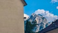 Tarvisio - Scenic view of Piazza UnitË square with the church of saints Peter and Paul in Tarvisio Royalty Free Stock Photo