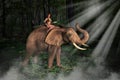 Tarzan Jungle Girl Elephant Illustration